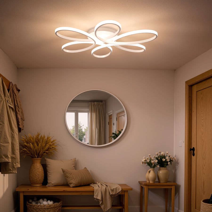 Πολυέλαιος LED με τηλεχειριστήριο ELIZA, 63W, Κρύο/Ζεστό/Ουδέτερο φως, Ρυθμιζόμενο, Λευκός πολυέλαιος LED με τηλεχειριστήριο Προεπιλεγμένος τίτλος Alessandro Design