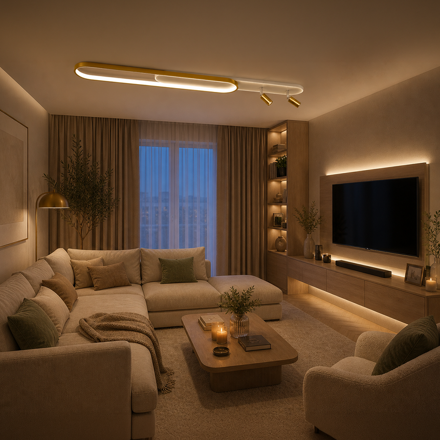 Πολυέλαιος LED με ρυθμιζόμενο προβολέα FISSO Camilla, 66W, Κρύο/Ζεστό/Ουδέτερο φως, Γυαλιστερό Χρυσό LED Πολυέλαιοι Προεπιλεγμένος τίτλος Alessandro Design