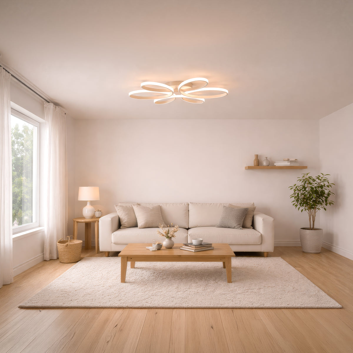 Πολυέλαιος LED με τηλεχειριστήριο ELIZA, 63W, Κρύο/Ζεστό/Ουδέτερο φως, Ρυθμιζόμενο, Λευκός πολυέλαιος LED με τηλεχειριστήριο Προεπιλεγμένος τίτλος Alessandro Design