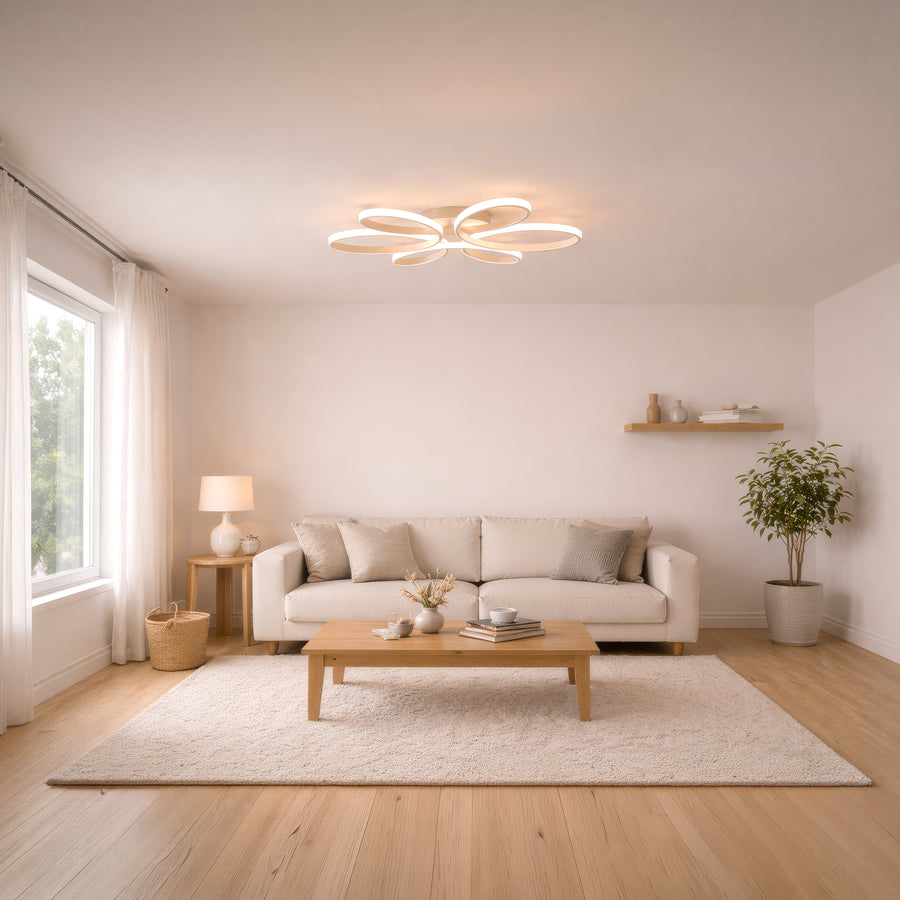 Πολυέλαιος LED με τηλεχειριστήριο ELIZA, 63W, Κρύο/Ζεστό/Ουδέτερο φως, Ρυθμιζόμενο, Λευκός πολυέλαιος LED με τηλεχειριστήριο Προεπιλεγμένος τίτλος Alessandro Design