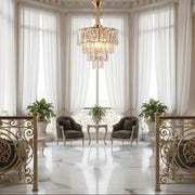 Crystal Candelabra VALMONT Petito 3xE14, D30 cm, Χρυσό, Ρυθμιζόμενο ύψος, Metal and Crystal Crystal Candelabra Προεπιλεγμένος τίτλος Alessandro Design