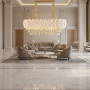 Crystal Chandelier PETAL Regalis 12xE14, 80x30 cm, Χρυσό, Ρυθμιζόμενο ύψος, Μεταλλικοί και Κρυστάλλινοι Πολυέλαιοι Προεπιλεγμένος τίτλος Alessandro Design