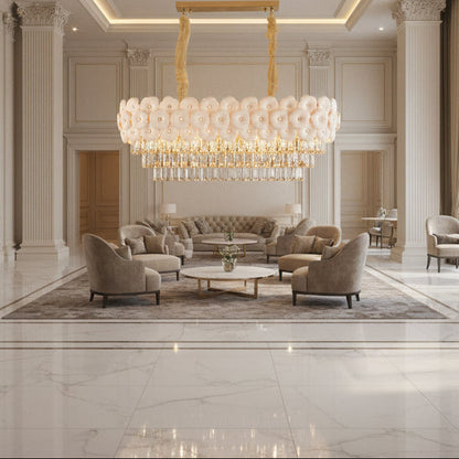 Crystal Chandelier PETAL Regalis 12xE14, 80x30 cm, Χρυσό, Ρυθμιζόμενο ύψος, Μεταλλικοί και Κρυστάλλινοι Πολυέλαιοι Προεπιλεγμένος τίτλος Alessandro Design