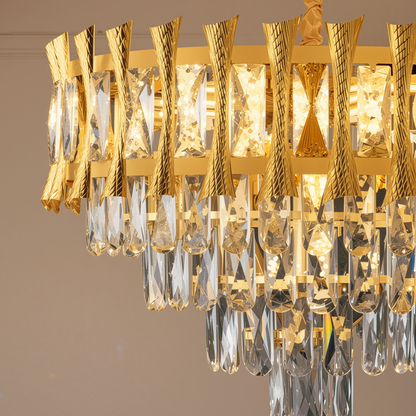 Crystal Chandelier HAMPTON Petito 3xE14, Diameter 30cm, Shiny Gold, Ρυθμιζόμενο ύψος Crystal Chandelier Προεπιλεγμένος τίτλος Alessandro Design