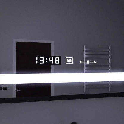 Ορθογώνιος καθρέφτης LED, 120x80 cm, Αισθητήρας Marcello MotionGlow, Σύστημα αποθολώματος, Ρολόι & Θερμόμετρο, Καλλυντικός Μεγεθυντικός φακός, Ρυθμιζόμενοι καθρέφτες Marcello Προεπιλεγμένος τίτλος Alessandro Design