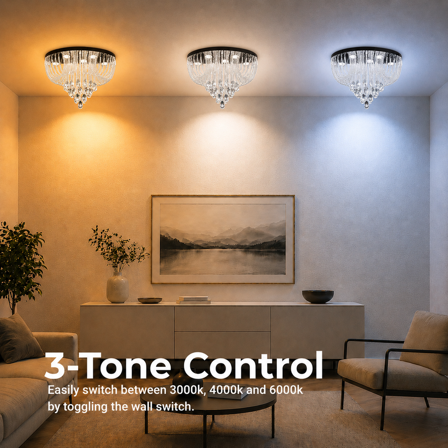 MAGE Crystal LED Chandelier Nobile, 22W, Ζεστό/Ουδέτερο/Ψυχρό φως, Διάμετρος 40cm, Γυαλιστερό χρώμιο