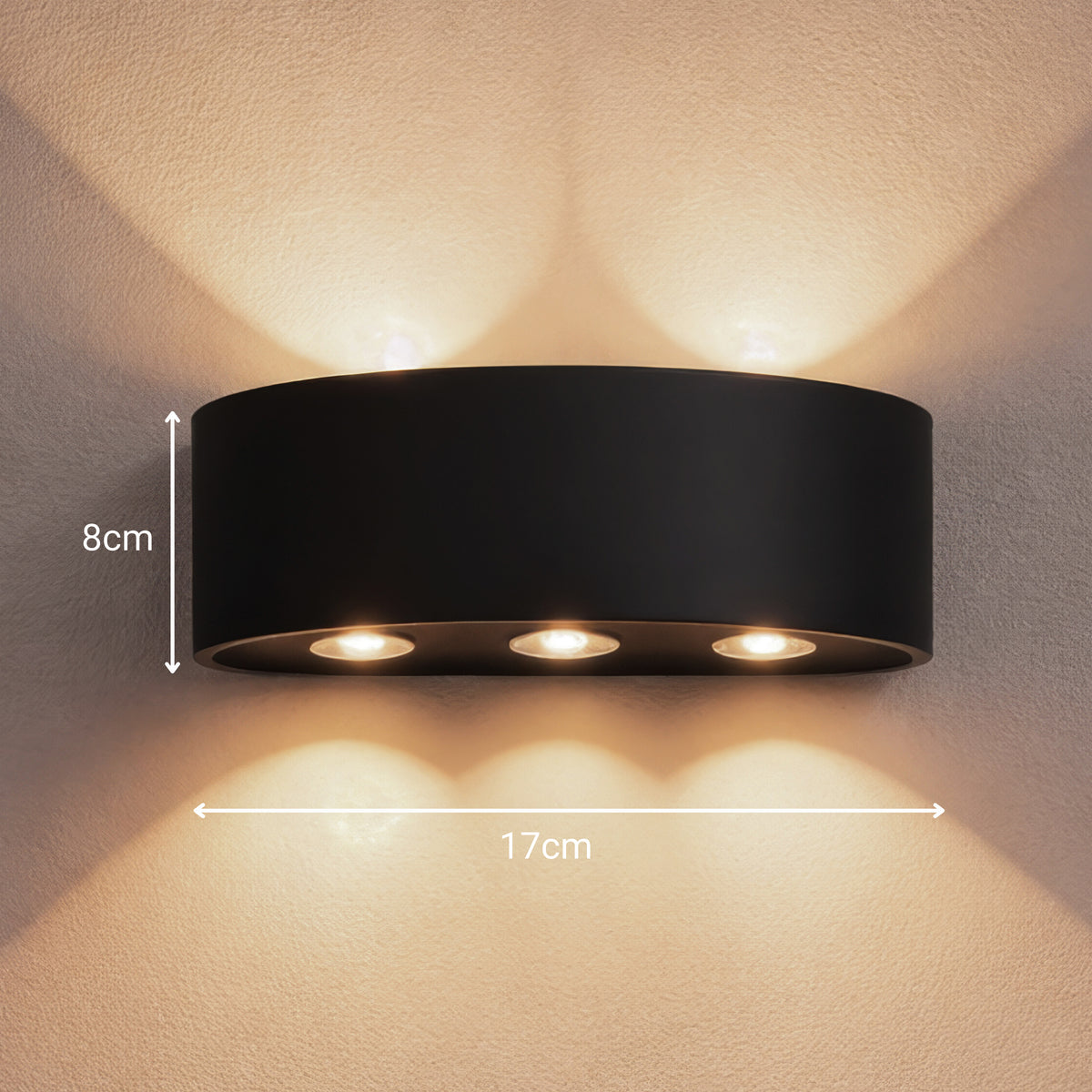 Ellis Εξωτερικό φως τοίχου LED, 6W, 6 πηγές φωτός, ζεστό φως, μαύρα φώτα τοίχου εξωτερικού χώρου Προεπιλεγμένος τίτλος Alessandro Design