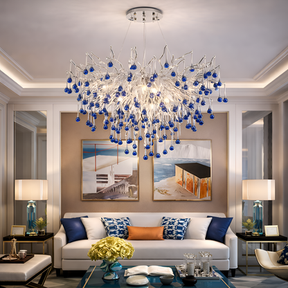 Crystal Chandelier CC335/600CH, 9x G9, Chrome and Blue Crystals, 60cm, Ρυθμιζόμενο ύψος Crystal Chandeliers Προεπιλεγμένος τίτλος Alessandro Design