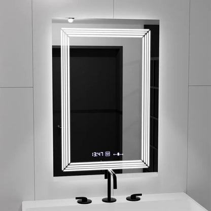 Ορθογώνιος καθρέφτης LED, 60x80 εκ., Venezia Marcello MotionGlow Sensor, Σύστημα αποθάμβωσης, Ρολόι & Θερμόμετρο, Ρυθμιζόμενο, Θερμό Ουδέτερο Ψυχρό Φως 3000K/4000K/6000K Καθρέφτες Marcello Προεπιλεγμένος τίτλος Alessandro Design