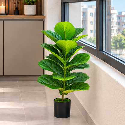 Συκιά Τεχνητό Φυτό, 70 cm, Πράσινο, με Γλάστρα