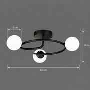 LED και κρυστάλλινος πολυέλαιος ORBIT, 66cm, 3xE27, Σφαίρες, Μαύρο