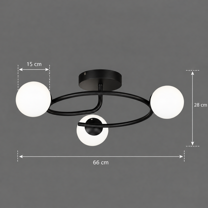 LED και κρυστάλλινος πολυέλαιος ORBIT, 66cm, 3xE27, Σφαίρες, Μαύρο