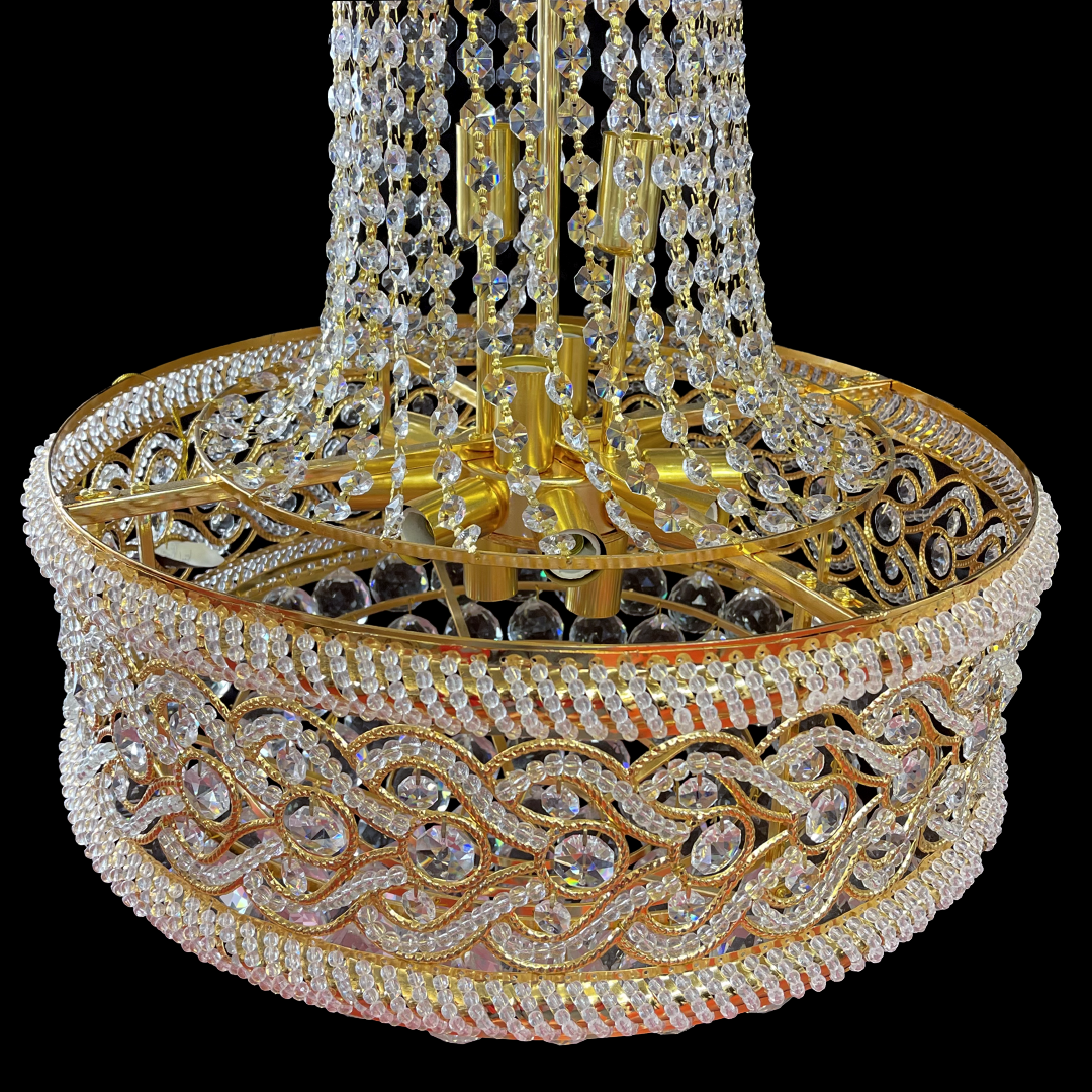 Crystal Candelabra CC718/400, 11x E14, Διάμετρος 40cm, Γυαλιστερό Χρυσό Crystal Candelabra Προεπιλεγμένος τίτλος Alessandro Design