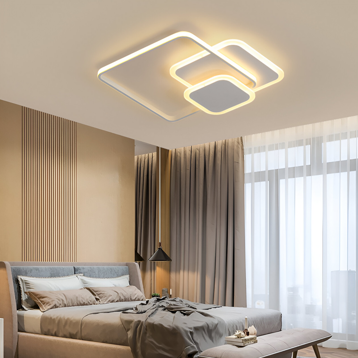 Πολυέλαιος LED με τηλεχειριστήριο ANEMONA 75W, 3 τετράγωνα, κρύο/θερμ/ουδέτερο φως, ρυθμιζόμενο, λευκός πολυέλαιος LED με τηλεχειριστήριο Προεπιλεγμένος τίτλος Alessandro Design