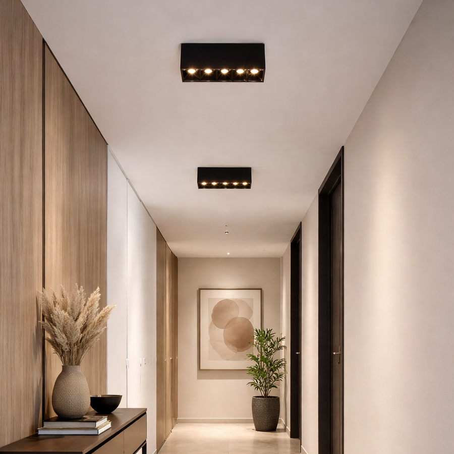 Εφαρμοσμένο πλέγμα γραμμικού προβολέα LED 8W, ουδέτερο φως 4000K, 5 πηγές, 14 x 3,5 x 6,5 cm φώτα οροφής LED Προεπιλεγμένος τίτλος Alessandro Design