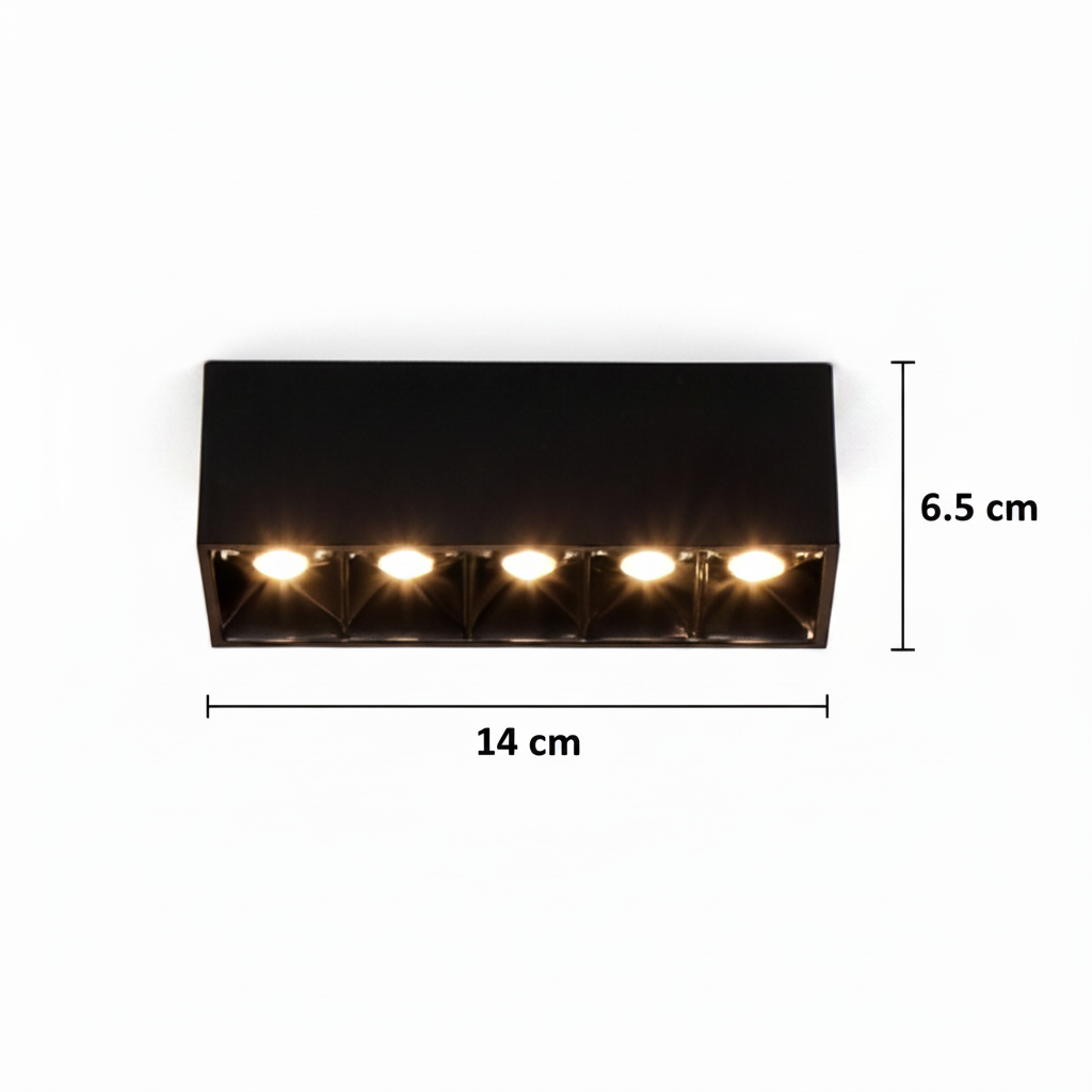 Εφαρμοσμένο πλέγμα γραμμικού προβολέα LED 8W, ουδέτερο φως 4000K, 5 πηγές, 14 x 3,5 x 6,5 cm φώτα οροφής LED Προεπιλεγμένος τίτλος Alessandro Design