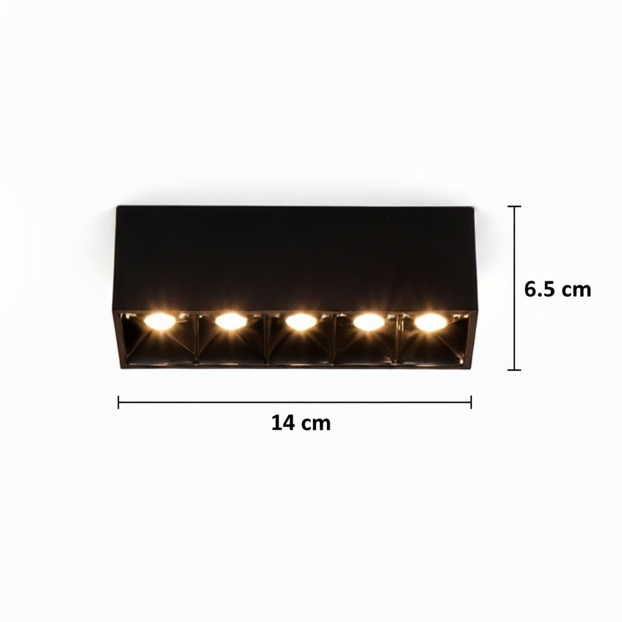 Εφαρμοσμένο πλέγμα γραμμικού προβολέα LED 8W, ουδέτερο φως 4000K, 5 πηγές, 14 x 3,5 x 6,5 cm φώτα οροφής LED Προεπιλεγμένος τίτλος Alessandro Design