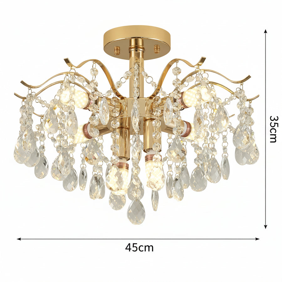 Fiamma Crystal Chandelier, 6x E14, Diameter 45cm, Gold, Metal and Crystal Crystal Chandeliers Προεπιλεγμένος τίτλος Alessandro Design