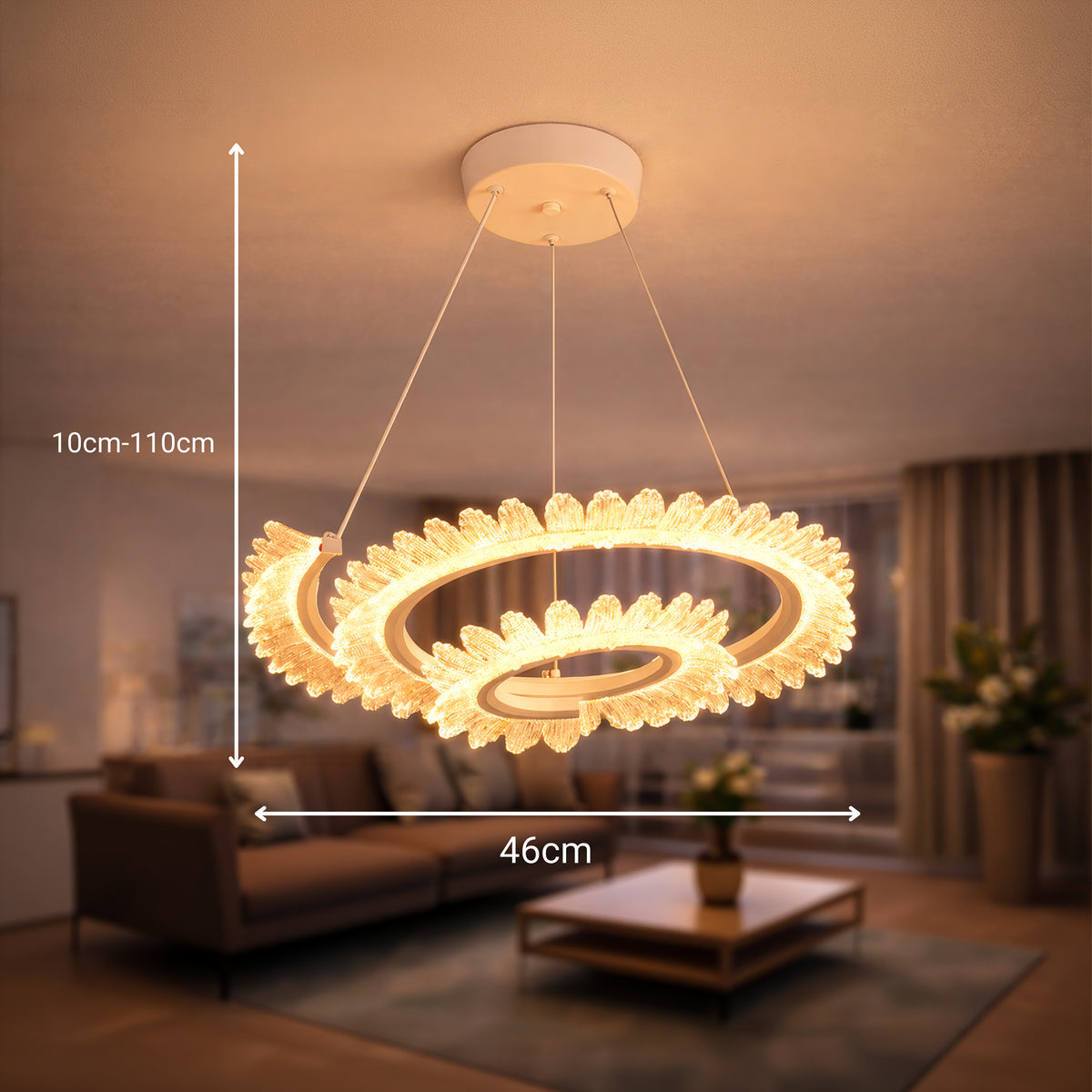 Πολυέλαιος LED με Τηλεχειριστήριο LT188WH, κρύσταλλο και μέταλλο, 40W, ρυθμιζόμενο, ρυθμιζόμενο ύψος, δροσερό/θερμό/ουδέτερο φως, πολυέλαιοι LED πολυτελείας φωτισμού με τηλεχειριστήριο προεπιλεγμένος τίτλος Alessandro Design