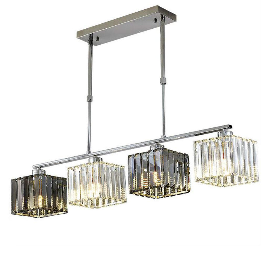 Classic Modern Georgian Chandelier, LC116/4, 4x E27, Chrome and Grey Glass, Metal and Crystal, Shade Classic Chandeliers Προεπιλεγμένος τίτλος Alessandro Design