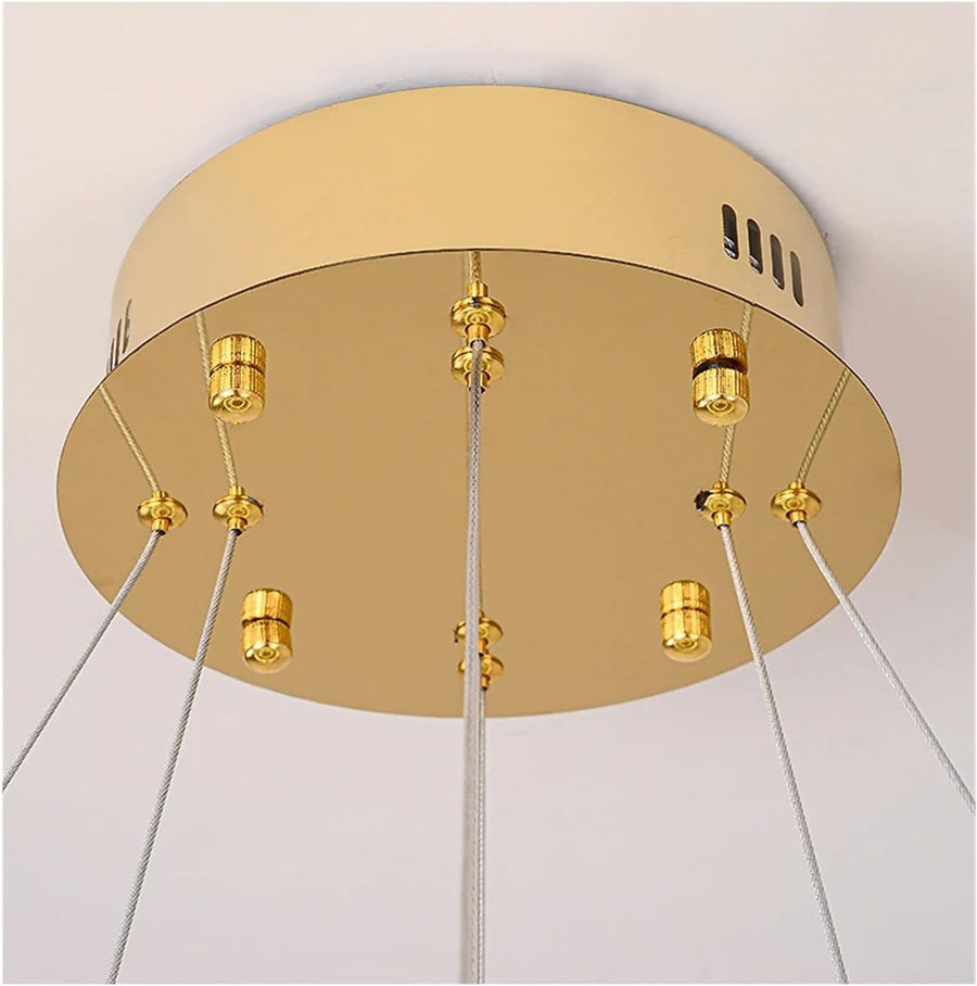 Πολυέλαιος LED με τηλεχειριστήριο, LLC132/300GD, κρύσταλλο και μέταλλο, 37W, 2 κύκλοι, με δυνατότητα ρύθμισης ρύθμισης, 3000K/4000K/6000K, Πολυέλαιοι LED φωτισμού πολυτελείας με τηλεχειριστήριο Προεπιλεγμένος τίτλος Alessandro Design