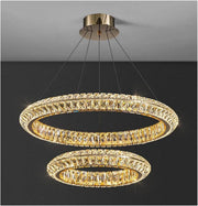 Πολυέλαιος LED με τηλεχειριστήριο, LLC132/300GD, κρύσταλλο και μέταλλο, 37W, 2 κύκλοι, με δυνατότητα ρύθμισης ρύθμισης, 3000K/4000K/6000K, Πολυέλαιοι LED φωτισμού πολυτελείας με τηλεχειριστήριο Προεπιλεγμένος τίτλος Alessandro Design