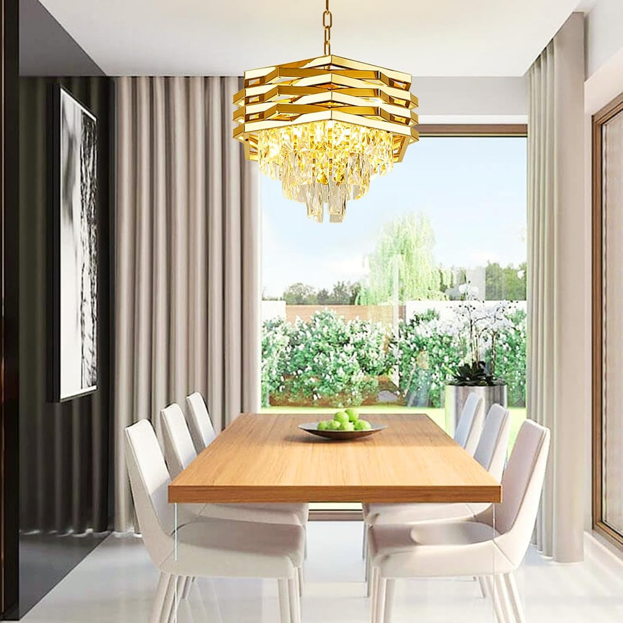HEXA Crystal Chandelier Ø30cm 3xE14 Gold Adjustable Height Crystal Chandelier Προεπιλεγμένος τίτλος Alessandro Design