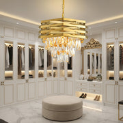HEXA Crystal Chandelier Ø30cm 3xE14 Gold Adjustable Height Crystal Chandelier Προεπιλεγμένος τίτλος Alessandro Design