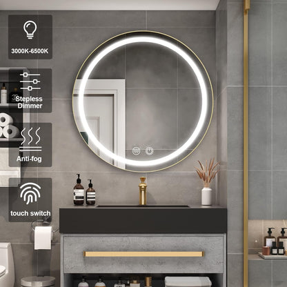 Καθρέφτης LED με Ντουλάπι, Στρογγυλός, 10W, 50x50cm, Demist, Μαύρο πλαίσιο, Αποθηκευτικός Χώρος Ντουλάπι Καθρέφτες Προεπιλεγμένος τίτλος Alessandro Design