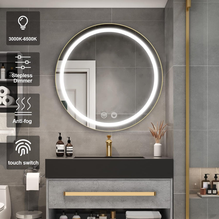 Καθρέφτης LED με Ντουλάπι, Στρογγυλός, 10W, 50x50cm, Demist, Μαύρο πλαίσιο, Αποθηκευτικός Χώρος Ντουλάπι Καθρέφτες Προεπιλεγμένος τίτλος Alessandro Design