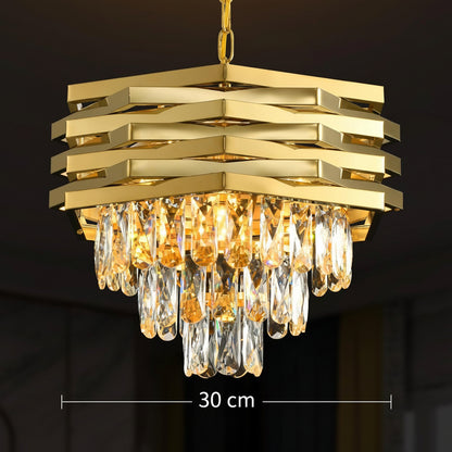 HEXA Crystal Chandelier Ø30cm 3xE14 Gold Adjustable Height Crystal Chandelier Προεπιλεγμένος τίτλος Alessandro Design