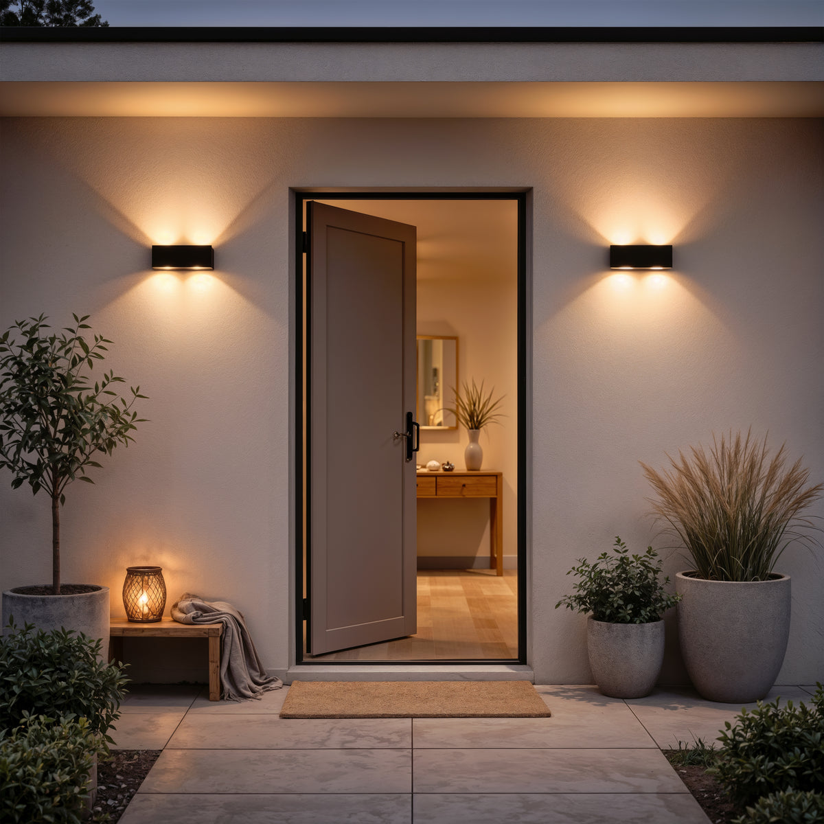 Ellis Εξωτερικό φως τοίχου LED, 6W, 6 πηγές φωτός, ζεστό φως, μαύρα φώτα τοίχου εξωτερικού χώρου Προεπιλεγμένος τίτλος Alessandro Design