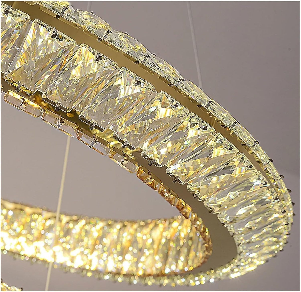 Πολυέλαιος LED με τηλεχειριστήριο, LLC132/300GD, κρύσταλλο και μέταλλο, 37W, 2 κύκλοι, με δυνατότητα ρύθμισης ρύθμισης, 3000K/4000K/6000K, Πολυέλαιοι LED φωτισμού πολυτελείας με τηλεχειριστήριο Προεπιλεγμένος τίτλος Alessandro Design