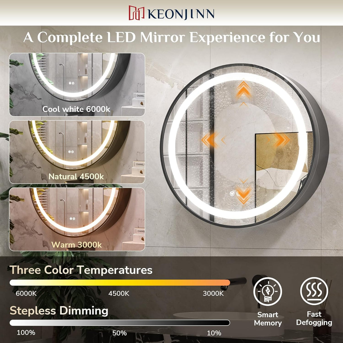 Καθρέφτης LED με Ντουλάπι, Στρογγυλός, 10W, 50x50cm, Demist, Μαύρο πλαίσιο, Αποθηκευτικός Χώρος Ντουλάπι Καθρέφτες Προεπιλεγμένος τίτλος Alessandro Design