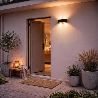 Ellis Εξωτερικό φως τοίχου LED, 6W, 6 πηγές φωτός, ζεστό φως, μαύρα φώτα τοίχου εξωτερικού χώρου Προεπιλεγμένος τίτλος Alessandro Design