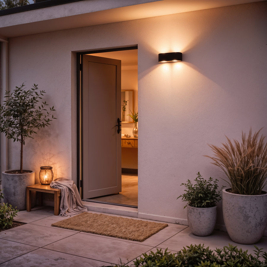 Ellis Εξωτερικό φως τοίχου LED, 6W, 6 πηγές φωτός, ζεστό φως, μαύρα φώτα τοίχου εξωτερικού χώρου Προεπιλεγμένος τίτλος Alessandro Design