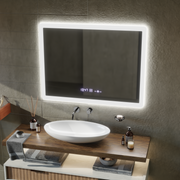 Ορθογώνιος καθρέφτης LED, 80x60 cm, αισθητήρας ELANCEE MotionGlow Marcello, Σύστημα αποθαμβώματος, Ρολόι & Θερμόμετρο, Dimable Mirrors Marcello Προεπιλεγμένος τίτλος Alessandro Design