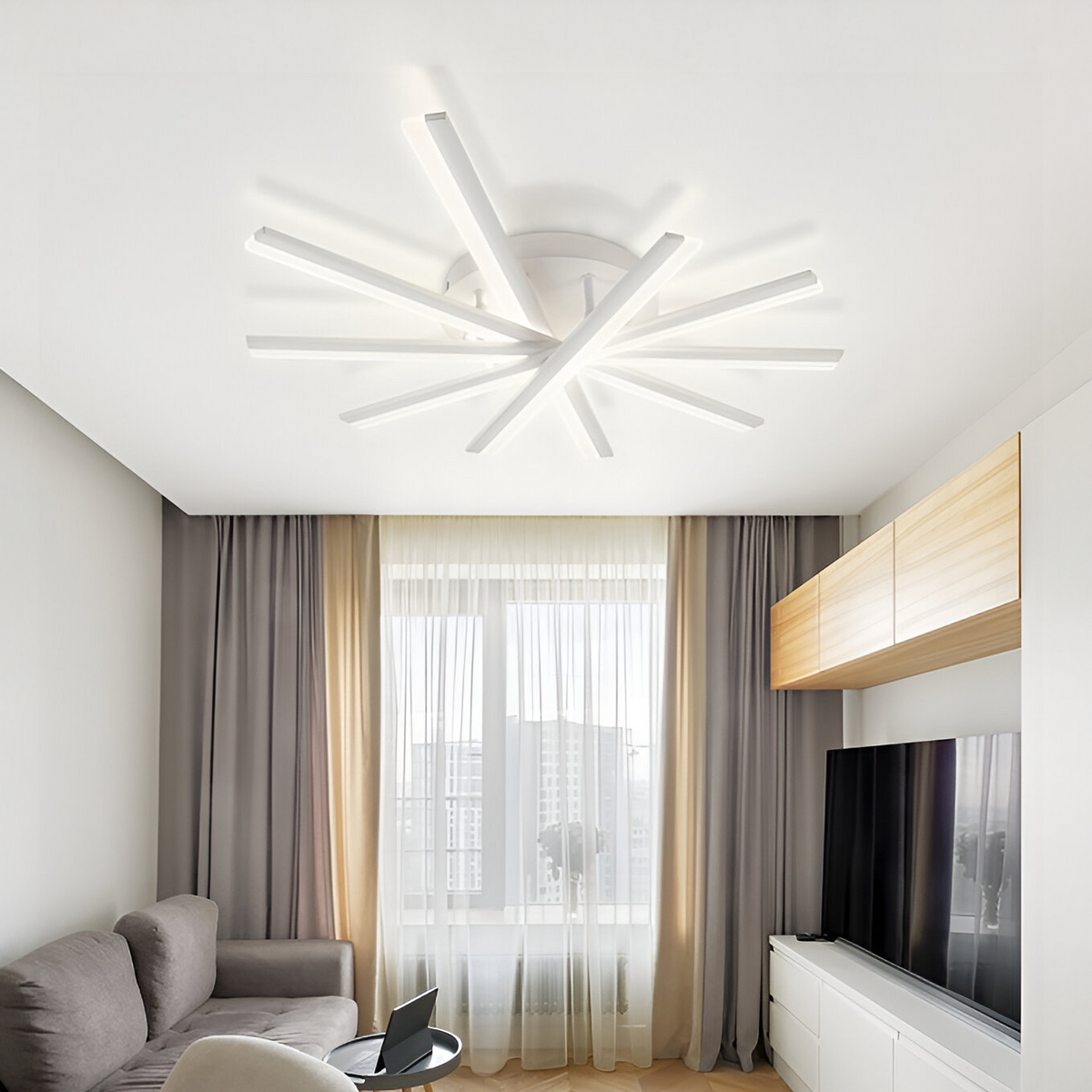 Πολυέλαιος LED με τηλεχειριστήριο ZOE, 67W, Κρύο/Ζεστό/Ουδέτερο φως, Ρυθμιζόμενο, Λευκός πολυέλαιος LED με τηλεχειριστήριο Προεπιλεγμένος τίτλος Alessandro Design