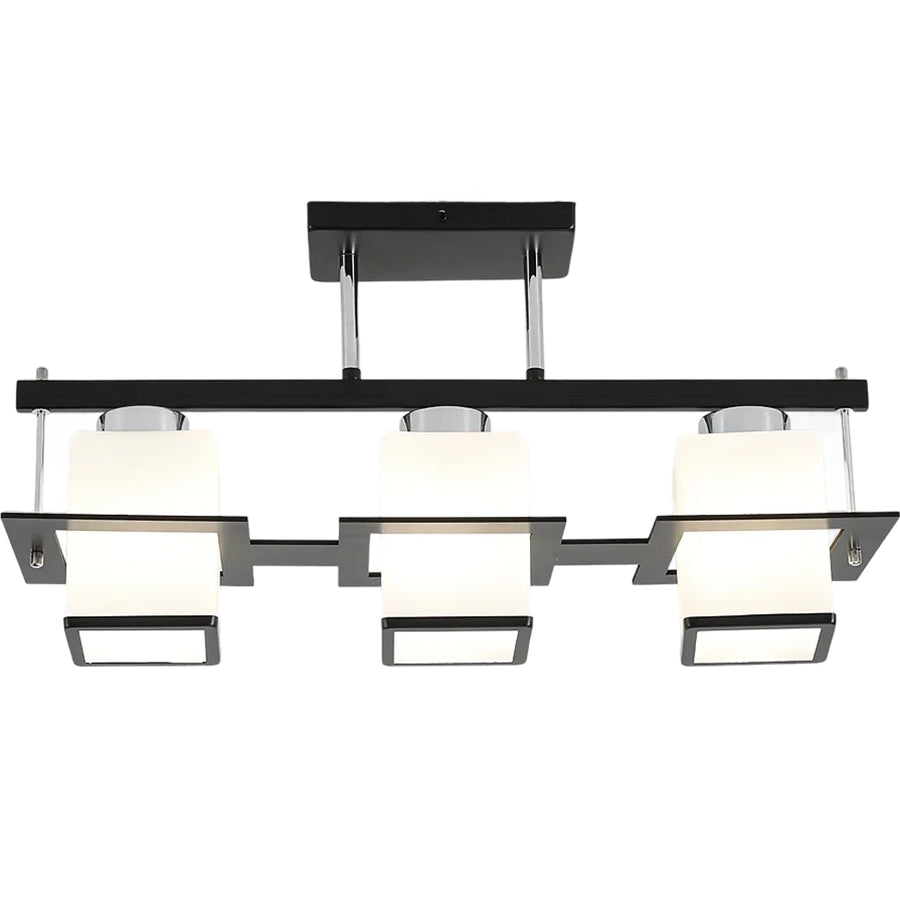 Aramis Classic Chandelier with Wood Square Shade 3x E27 Grey Black Classic Chandeliers Προεπιλεγμένος τίτλος Alessandro Design