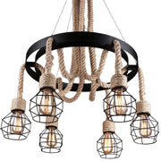 Wheel Chandelier LV580/6BK, 6xE27, Brown, Metal and String Vintage Chandeliers Προεπιλεγμένος τίτλος Alessandro Design
