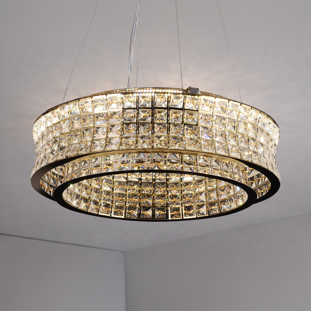 Πολυέλαιος LED με τηλεχειριστήριο, LLC160/500GD, κρύσταλλο και μέταλλο, 54W, ρυθμιζόμενο, ρυθμιζόμενο ύψος, δροσερό/θερμό/ουδέτερο φως, πολυέλαιοι φωτισμού LED πολυτελείας με τηλεχειριστήριο Προεπιλεγμένος τίτλος Alessandro Design