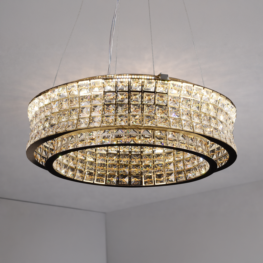 Πολυέλαιος LED με τηλεχειριστήριο, LLC160/500GD, κρύσταλλο και μέταλλο, 54W, ρυθμιζόμενο, ρυθμιζόμενο ύψος, δροσερό/θερμό/ουδέτερο φως, πολυέλαιοι φωτισμού LED πολυτελείας με τηλεχειριστήριο Προεπιλεγμένος τίτλος Alessandro Design