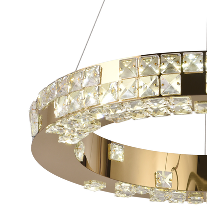Πολυέλαιος LED με Τηλεχειριστήριο, LLC135/1GD, κρύσταλλο και μέταλλο, 29W, 1 κύκλος, ρυθμιζόμενο, ρυθμιζόμενο ύψος, κρύο/θερμό/ουδέτερο φως, πολυέλαιοι φωτισμού LED με τηλεχειριστήριο Προεπιλεγμένος τίτλος Alessandro Design