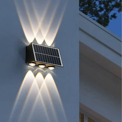 Solaris Φωτιστικό τοίχου εξωτερικού χώρου LED, 6 πηγές φωτός, ζεστό φως, μαύρο εξωτερικό φως τοίχου Προεπιλεγμένος τίτλος Alessandro Design