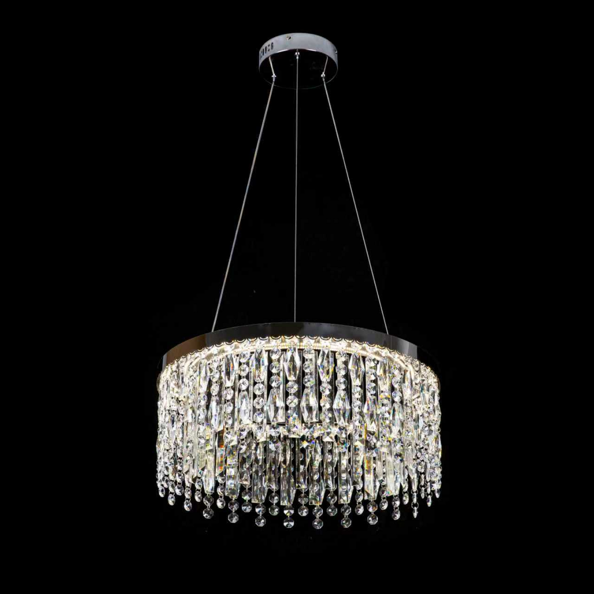 Πολυέλαιος LED με Τηλεχειριστήριο, 98W, ROYALE Elegance, Διάμετρος 50 cm, Ύψος 120 cm, Κρύο/Ουδέτερο/Θερμό φως, Ρυθμιζόμενο, Ασημί, Κρύσταλλο, Μεταλλικός πολυέλαιος LED με τηλεχειριστήριο Προεπιλεγμένος τίτλος Alessandro Design