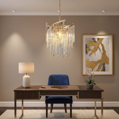 TWEEZE Nobile Crystal Chandelier, 6xE14, D40 cm, Gold, Metal and Crystal