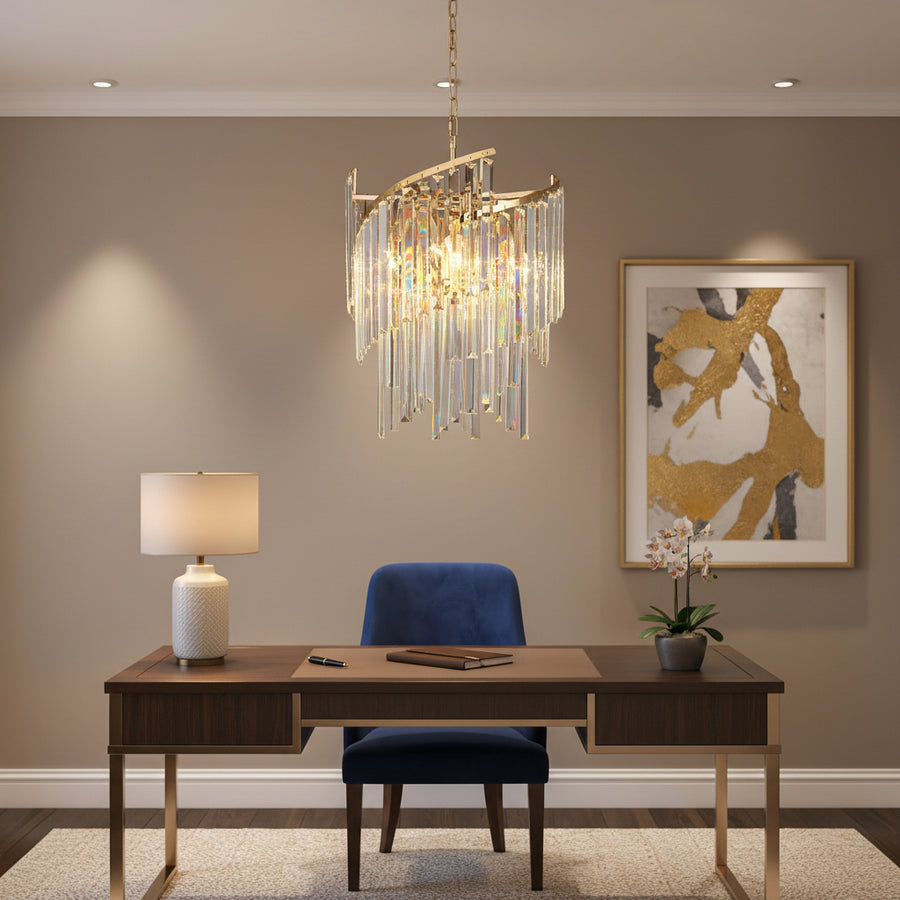 TWEEZE Nobile Crystal Chandelier, 6xE14, D40 cm, Gold, Metal and Crystal