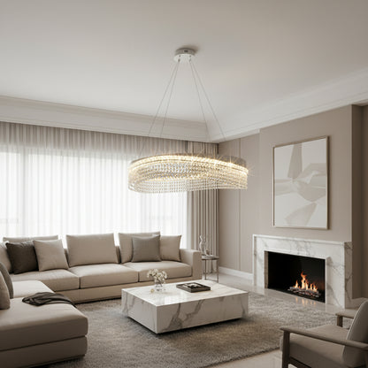 Πολυέλαιος VOLNA Regalis Crystal, 170W, D80cm, Ζεστό/Ουδέτερο/Ψυχρό φως, Λευκό, Μεταλλικό και Κρύσταλλο
