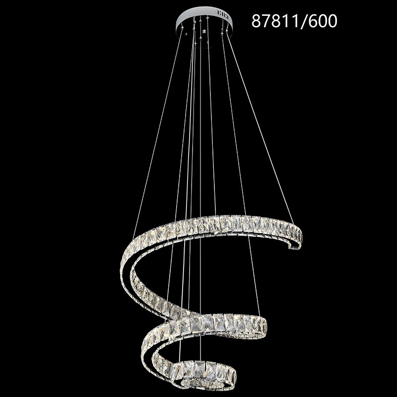 Πολυέλαιος LED με Τηλεχειριστήριο, TWIST, 108W, Διάμετρος 60 cm, Ύψος 120 cm, Κρύο/Ουδέτερο/Θερμό φως, Ρυθμιζόμενο, Χρώμιο, Κρύσταλλο, Πολυέλαιοι LED από χάλυβα με τηλεχειριστήριο Προεπιλεγμένος τίτλος Alessandro Design