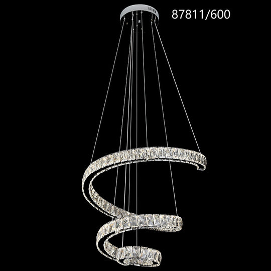 Πολυέλαιος LED με Τηλεχειριστήριο, TWIST, 108W, Διάμετρος 60 cm, Ύψος 120 cm, Κρύο/Ουδέτερο/Θερμό φως, Ρυθμιζόμενο, Χρώμιο, Κρύσταλλο, Πολυέλαιοι LED από χάλυβα με τηλεχειριστήριο Προεπιλεγμένος τίτλος Alessandro Design